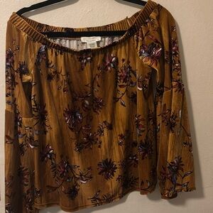 Off the shoulders long sleeve velvet top